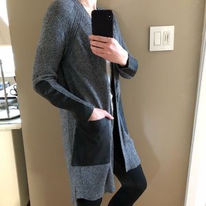 Banana Republic Gray Duster with Faux Leather